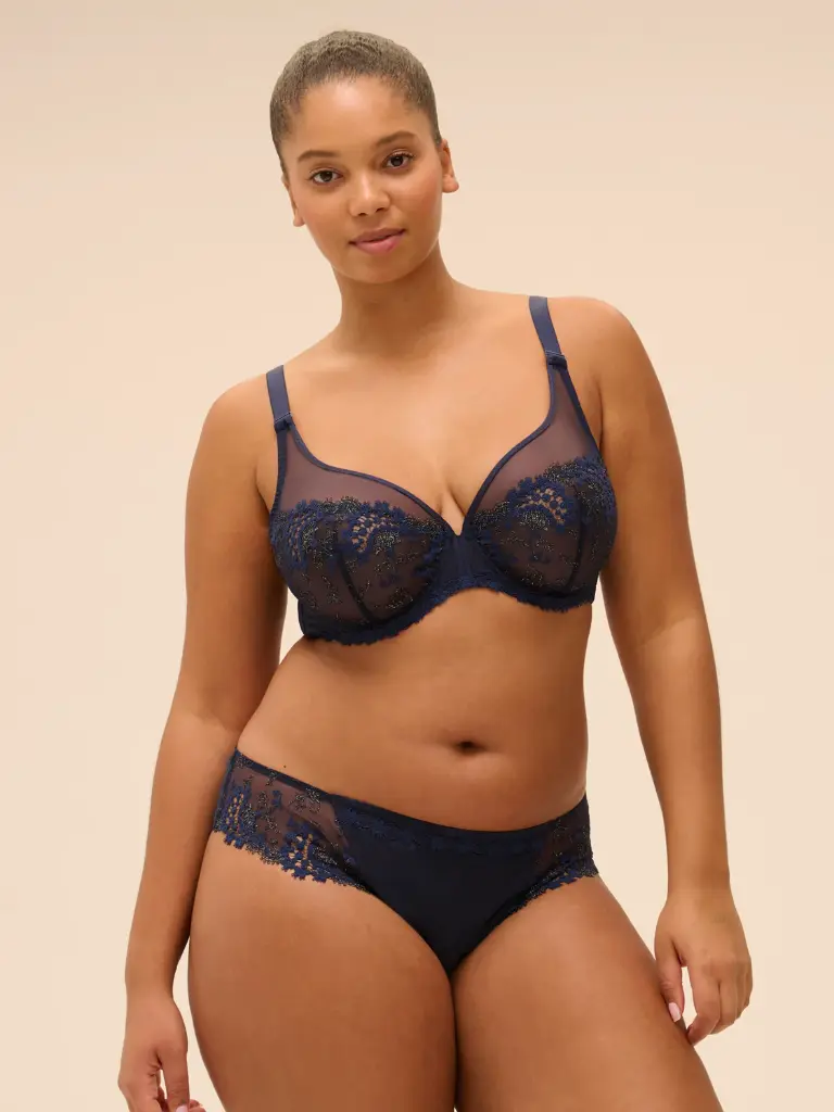 Soutien-gorge armature décolleté plongeant SIMONE PERELE "Wish" 12B319 - Saphir 556