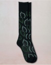 Chaussettes dame coton 3/4 BLEU FORET "Veloutés Feuillage" FBU6574 - Noir AR5