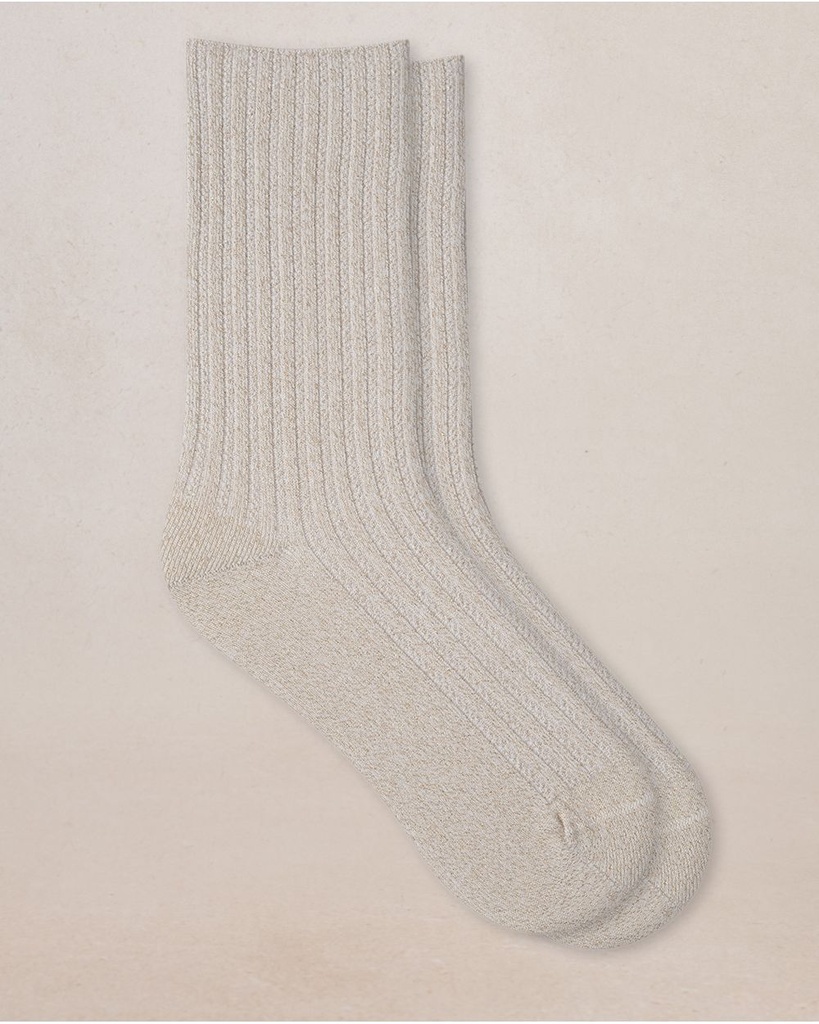 Chaussettes dame BLEU FORET "Lurex à Côtes" FBU6552 - Sable Or CK1