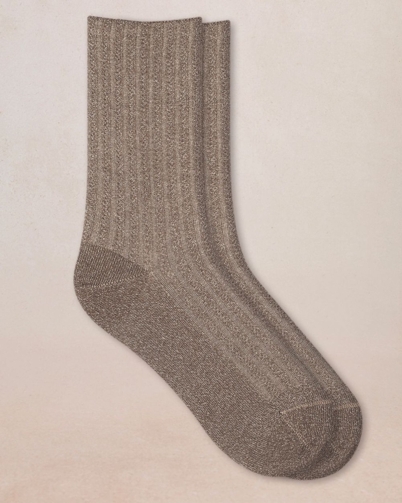 Chaussettes dame BLEU FORET "Lurex à Côtes" FBU6552 - Taupe Arget PW7