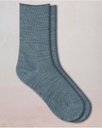 Chaussettes dame bord roulé BLEU FORET "Laine Fine" FBU6700 -Grix Chiné AG8