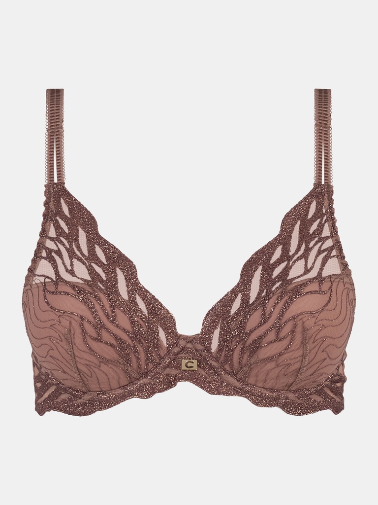 Soutien-gorge armaturé enveloppant CHANTELLE "Vibe" C19VNA - Cannelle Lurex C08