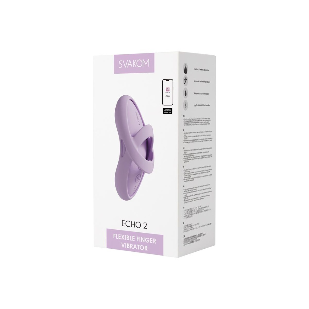 Stimulateur clitoridien anec manchon de doigt amovible SVAKOM "Acho 2" - Pink Lilac 
