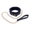 Collier & laisse pour jeux bondage SPORTSHEETS "Cougar Fur Collar & Leash" 116844 - Blue