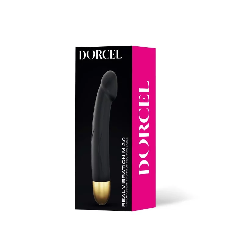 Moyen vibromasseur réaliste point G DORCEL "Real vibration M 2.0" - Noir & Or
