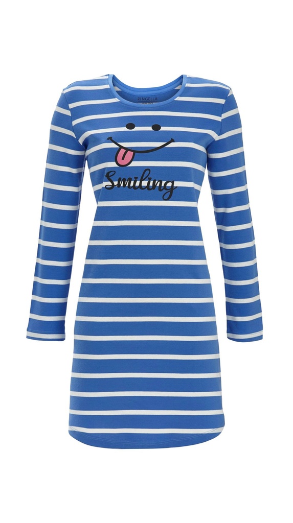 Chemise de nuit 100% coton 95cm RINGELLA "Smiling" 5511027 - Bleu Laiteux 232