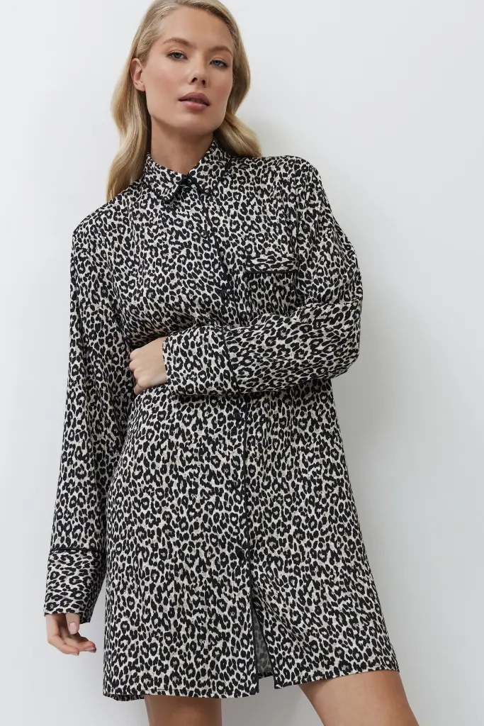 Chemise de nuit dame boutonné ARUELLE "Leona" AR-LEON-N - Imp. Léopard MULTI