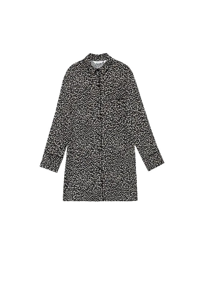 Chemise de nuit dame boutonné ARUELLE "Leona" AR-LEON-N - Imp. Léopard MULTI