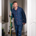 Pyjama adulte en flanelle JUSQU'AU LEVER DU JOUR "Skieurs" 25HPSK - Bleu Nuit