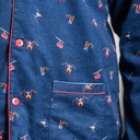 Pyjama adulte en flanelle JUSQU'AU LEVER DU JOUR "Skieurs" 25HPSK - Bleu Nuit