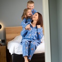 Pyjama adulte en flanelle JUSQU'AU LEVER DU JOUR "Chamallow" 25HPCL - Bleu