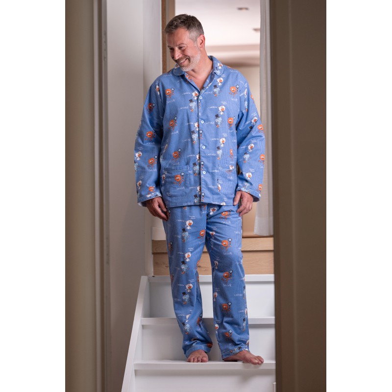 Pyjama adulte en flanelle JUSQU'AU LEVER DU JOUR "Chamallow" 25HPCL - Bleu