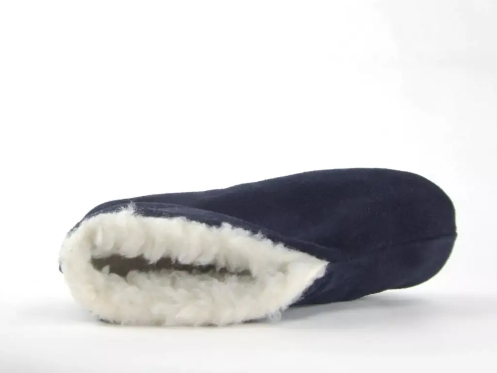 Pantoufles espagnoles 20% laine BERNARDINO - Bleu Marine 