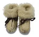 Pantoufles Bébé peau d'agneau BERNARDINO "Lammy" - Beige 