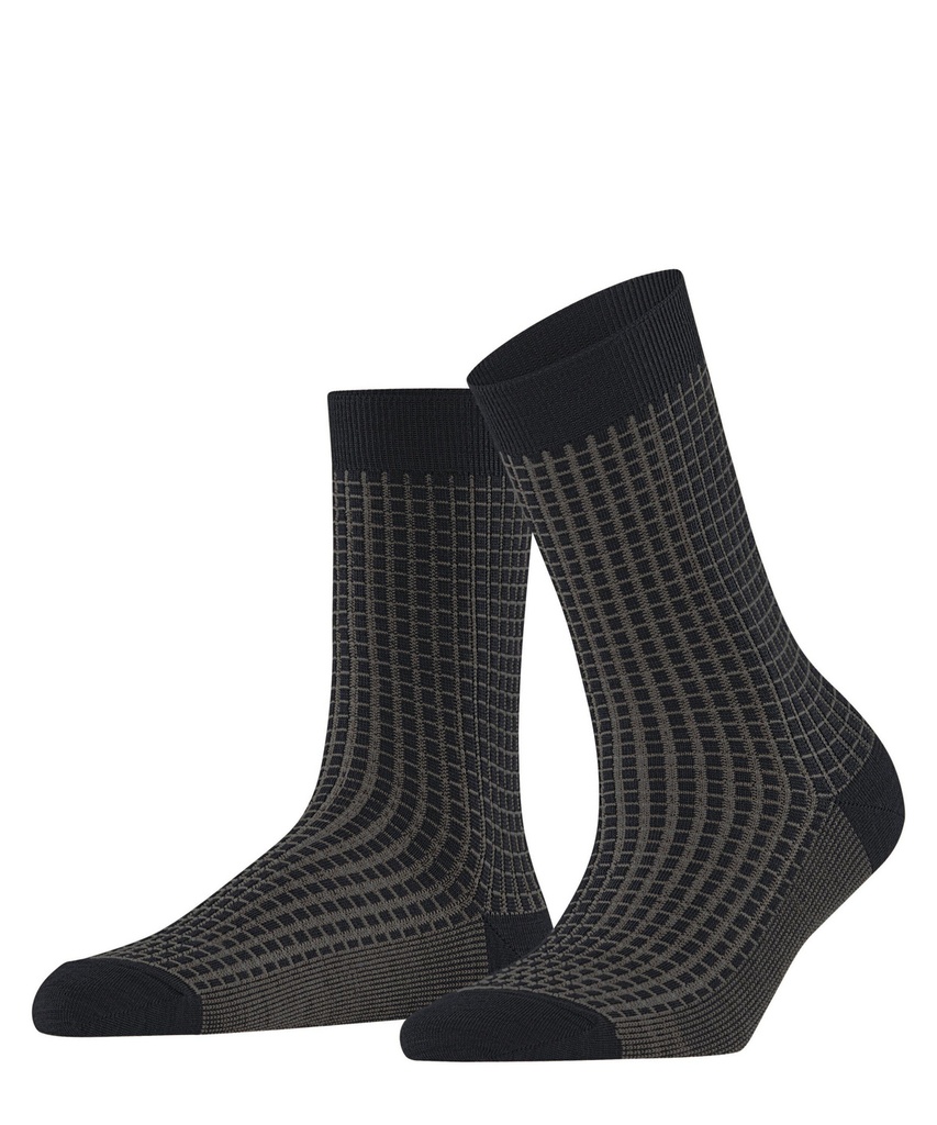 Chaussettes laine dame FALKE "Softmerino Special Edition" 47199 - Black motif Carreaux 3000