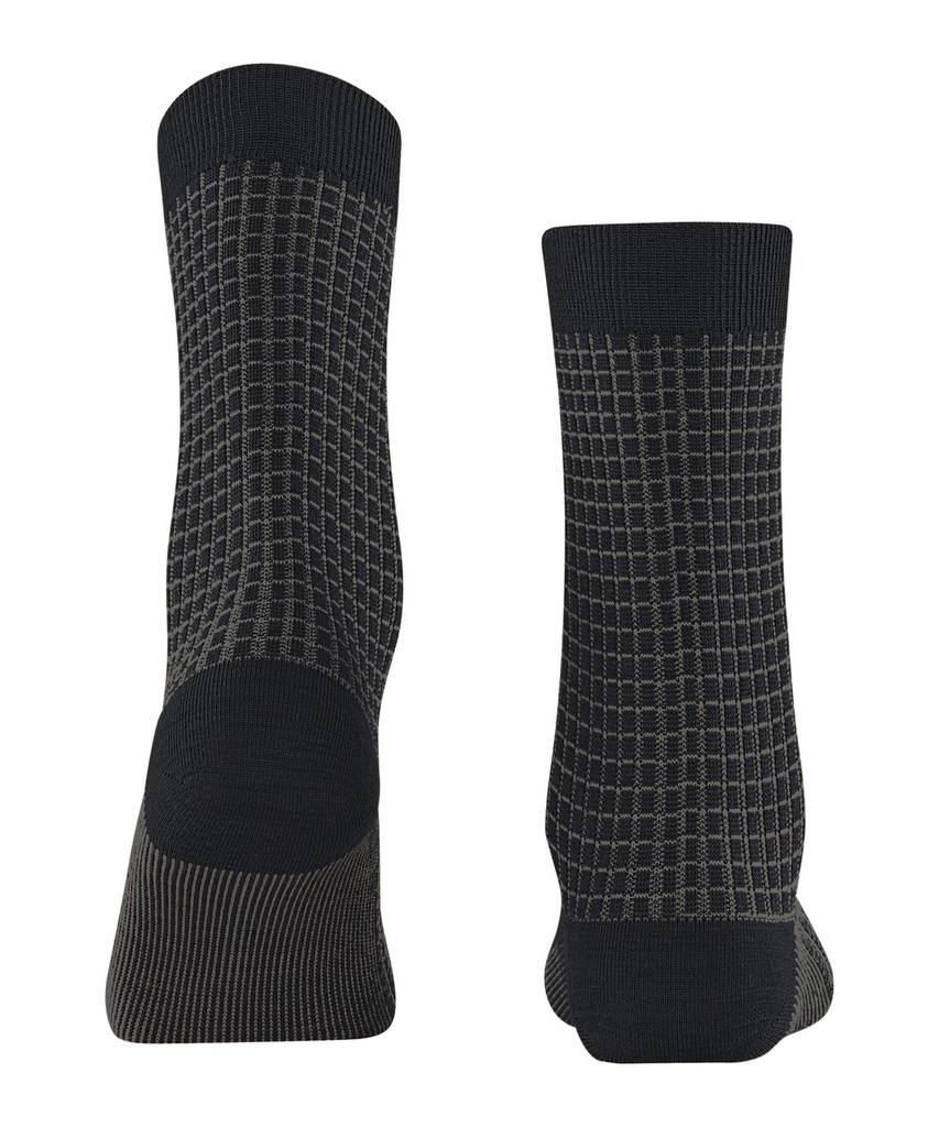 Chaussettes laine dame FALKE "Softmerino Special Edition" 47199 - Black motif Carreaux 3000