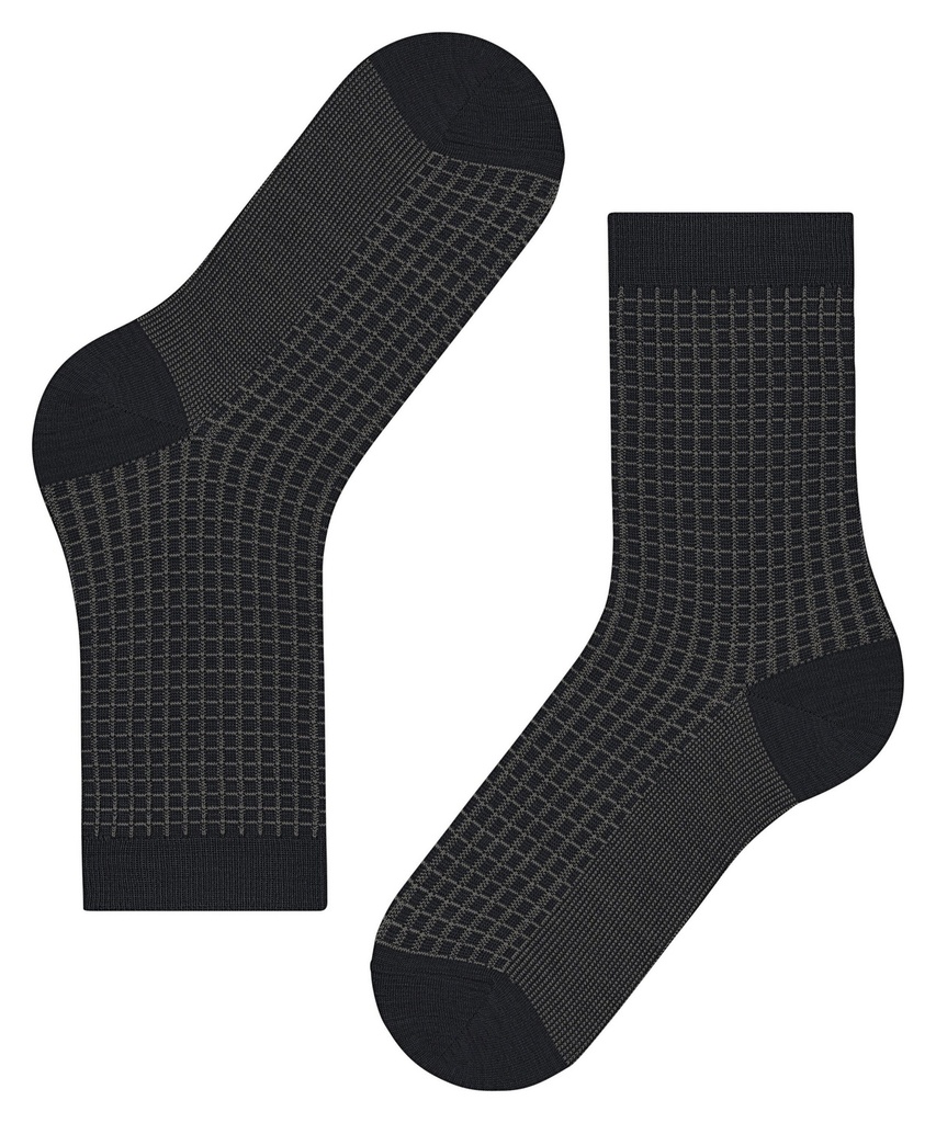 Chaussettes laine dame FALKE "Softmerino Special Edition" 47199 - Black motif Carreaux 3000