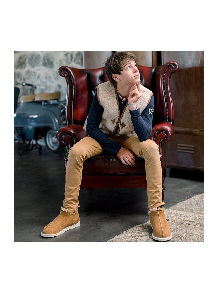 Pantoufles en agneau DIRECT TANNERIE "Kingston" - Camel