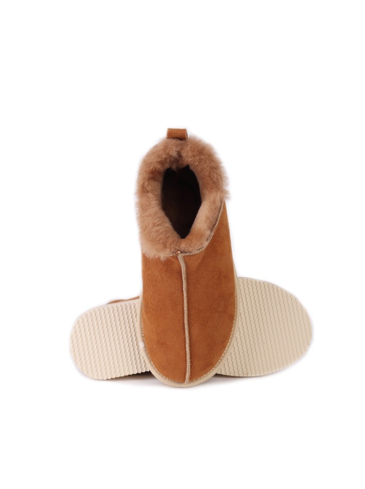 Pantoufles en agneau DIRECT TANNERIE "Kingston" - Camel