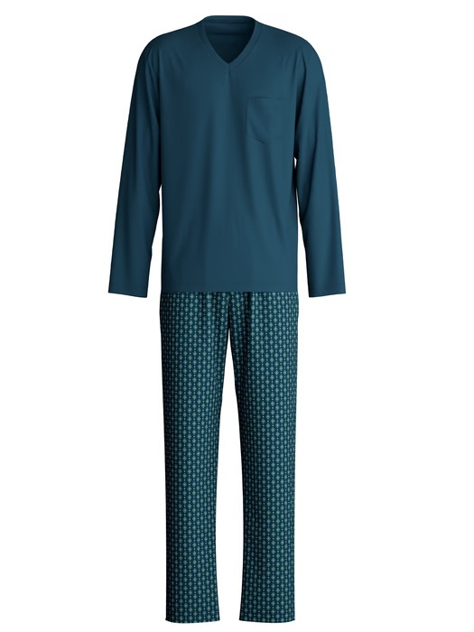Pyjama long homme 100% coton CALIDA "Relax Imprint 3" 47487 - Deep Petrol 559