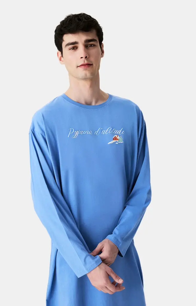 Chemise de nuit homme TU maxi T-shirt ARTHUR "Pyjama d'Altitude" MSW - Bleu NOELH25