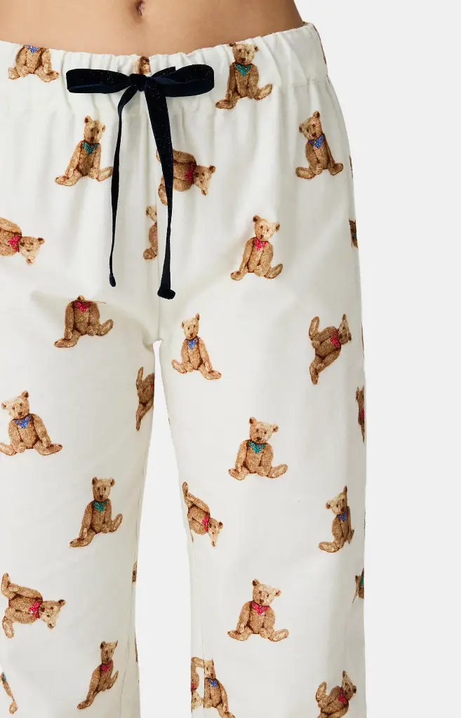 Pyjama long femme boutonné 100%coton pilou ARTHUR "Old Teddy" PPF - Ivoire OLDTH25