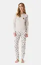 Pyjama long femme coton bio ARTHUR "Old Teddy" BAH - Ivoire OLDTH25