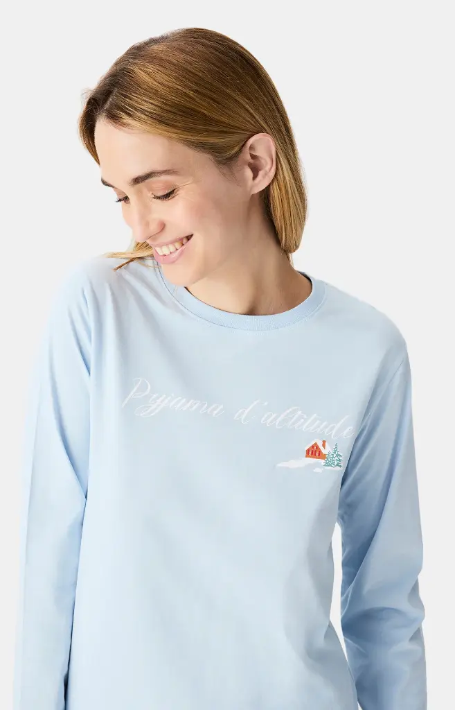 Pyjama long femme ARTHUR "Pyjama d'Altitude" MOL - Ciel NOELH25