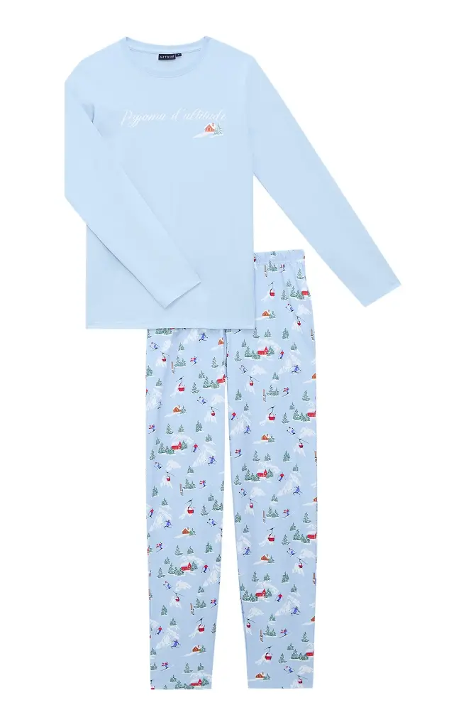 Pyjama long femme ARTHUR "Pyjama d'Altitude" MOL - Ciel NOELH25