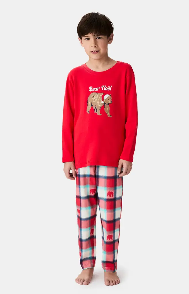 Pyjama long enfant ARTHUR "Bear Noël" LUK - Rouge OURSH25