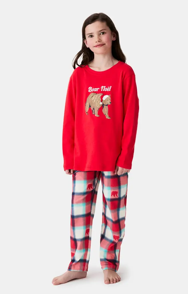 Pyjama long enfant ARTHUR "Bear Noël" LUK - Rouge OURSH25