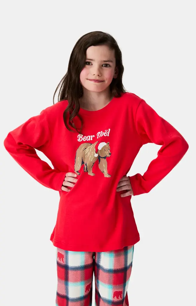 Pyjama long enfant ARTHUR "Bear Noël" LUK - Rouge OURSH25