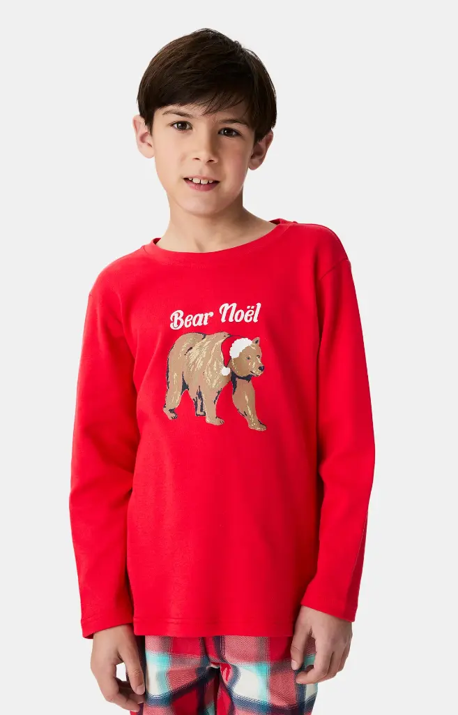 Pyjama long enfant ARTHUR "Bear Noël" LUK - Rouge OURSH25