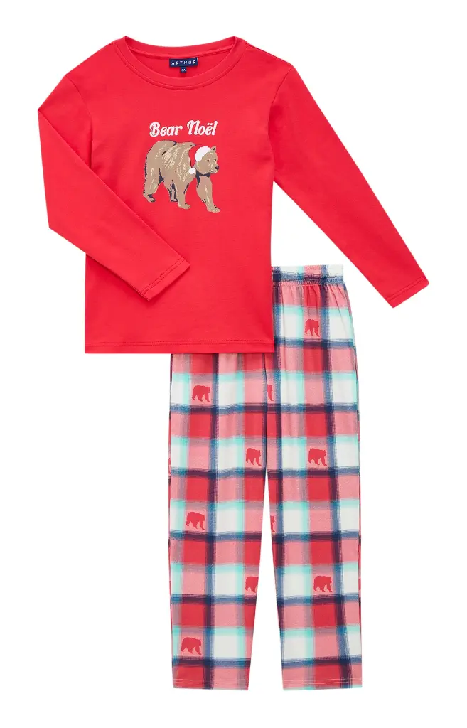 Pyjama long enfant ARTHUR "Bear Noël" LUK - Rouge OURSH25