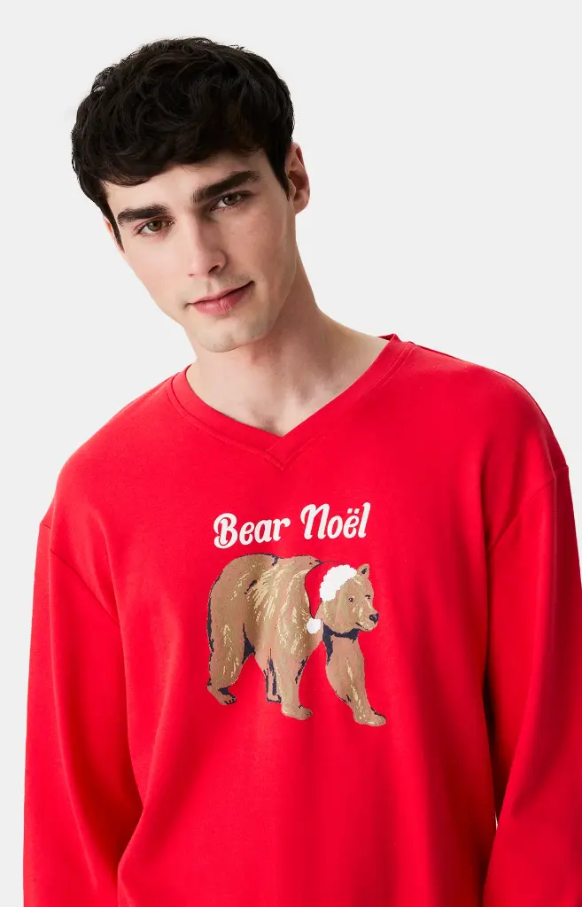 Pyjama long homme ARTHUR "Bear Noël" ZAC - Rouge OURSH25