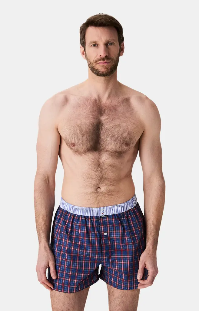 Caleçon américain homme avec maintien 100% coton bio ARTHUR "Le Club" CSP - Marine 1180H25