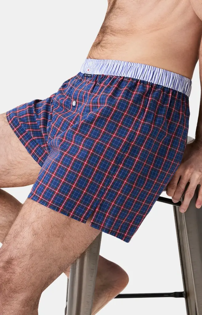 Caleçon américain homme avec maintien 100% coton bio ARTHUR "Le Club" CSP - Marine 1180H25