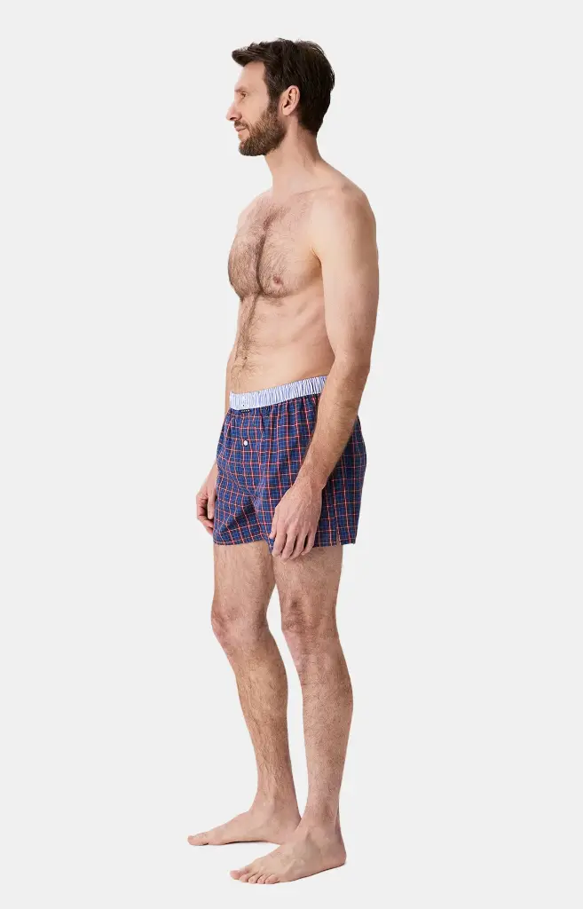 Caleçon américain homme avec maintien 100% coton bio ARTHUR "Le Club" CSP - Marine 1180H25