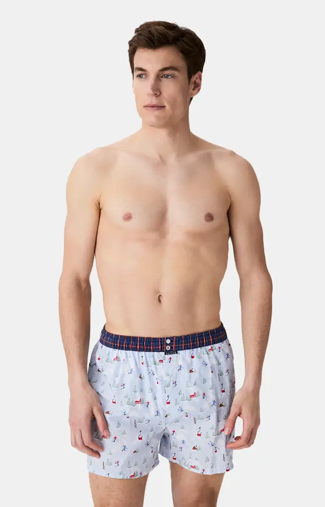 Caleçon américain homme avec maintien 100% coton bio ARTHUR "Le Club" CSP - Ciel 1181H25