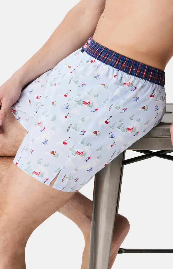 Caleçon américain homme avec maintien 100% coton bio ARTHUR "Le Club" CSP - Ciel 1181H25