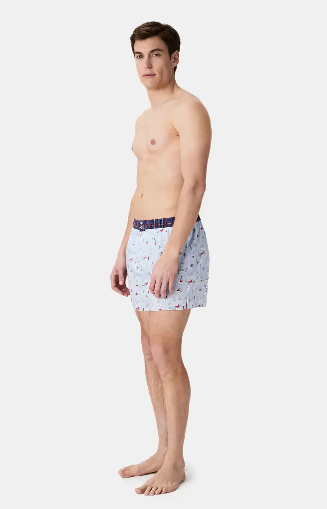 Caleçon américain homme avec maintien 100% coton bio ARTHUR "Le Club" CSP - Ciel 1181H25