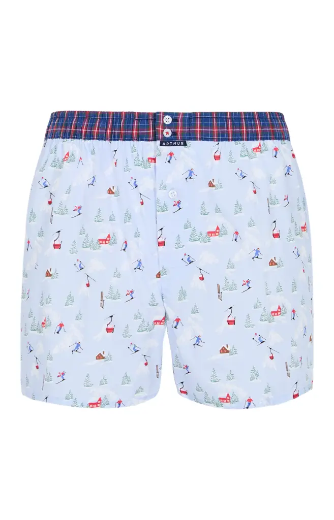 Caleçon américain homme avec maintien 100% coton bio ARTHUR "Le Club" CSP - Ciel 1181H25