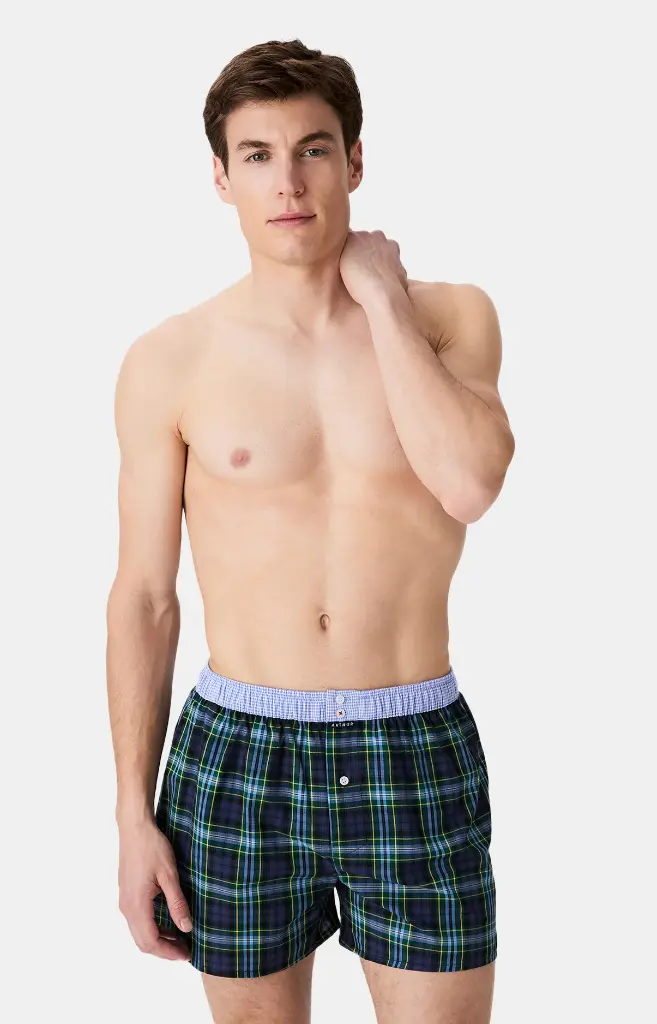 Caleçon américain homme avec maintien 100% coton bio ARTHUR "Le Club" CSP - Marine 1187H25