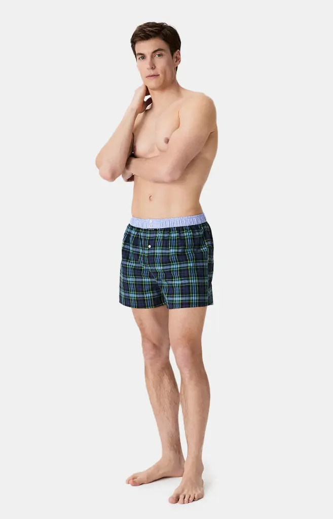 Caleçon américain homme avec maintien 100% coton bio ARTHUR "Le Club" CSP - Marine 1187H25