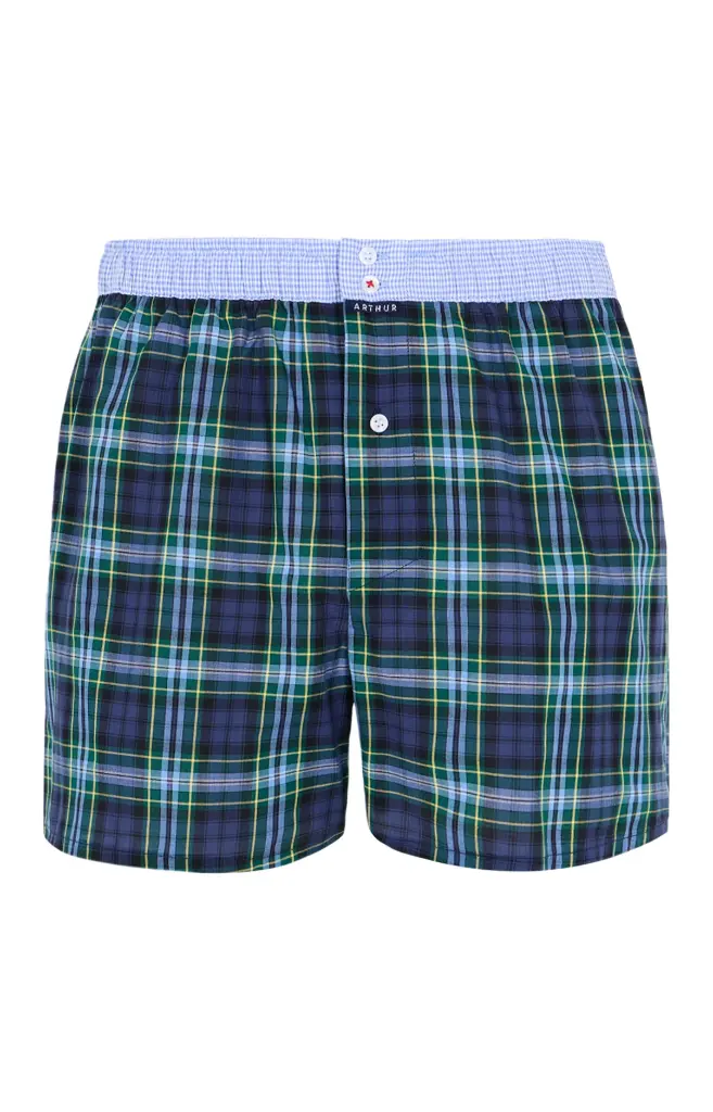 Caleçon américain homme avec maintien 100% coton bio ARTHUR "Le Club" CSP - Marine 1187H25