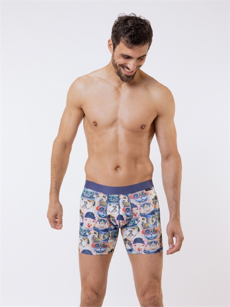 Boxer homme fantaisie microfibre avec maintien intérieur LOIC HENRY "Identity" KBI117X - Animals