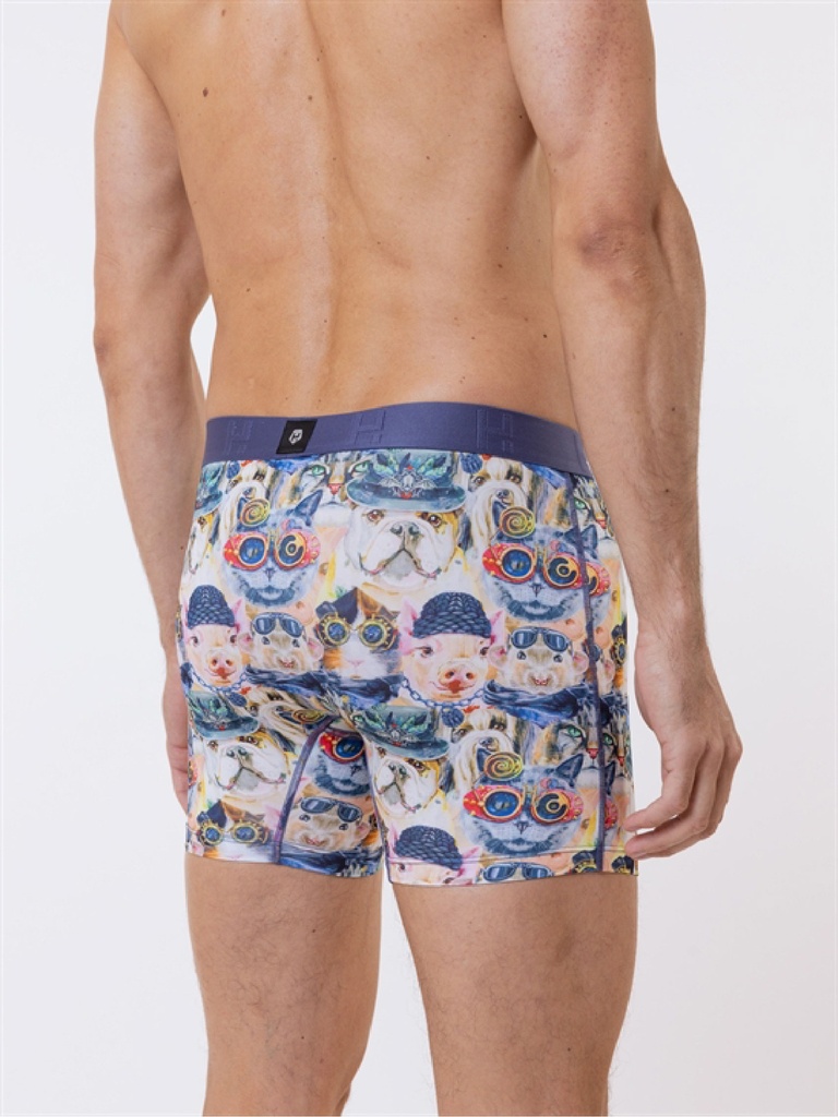 Boxer homme fantaisie microfibre avec maintien intérieur LOIC HENRY "Identity" KBI117X - Animals