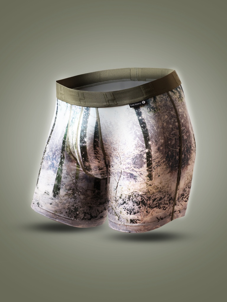 Boxer homme fantaisie microfibre avec maintien intérieur LOIC HENRY "Identity" KBI115X - Forest