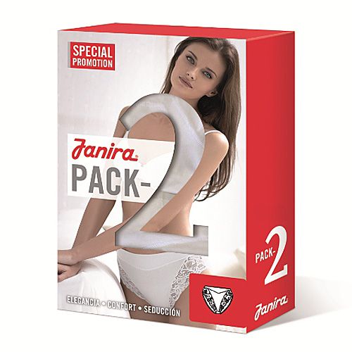 Culotte Braga coton & dentelle - Pack de 2 - JANIRA "Braga Essencial" 1031398 - Blanc 001