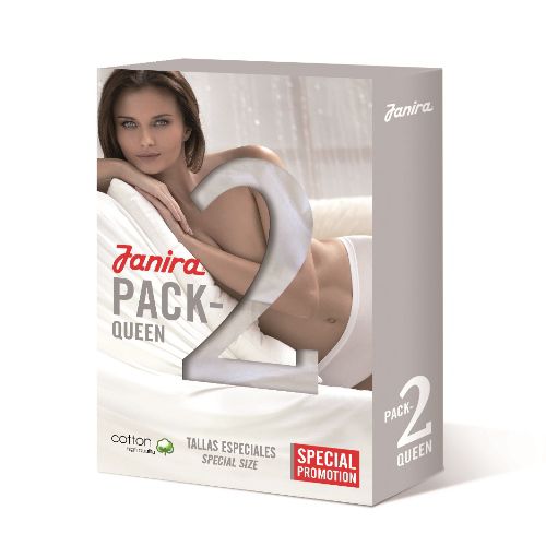 Culotte Braga coton & dentelle - pack de 2 - JANIRA "Braga Queen Esencial" 1031647 - Ivoire 084